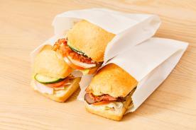 Sandwiches in a greaseproof paper bag