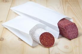 Salami in a greaseproof paper bag